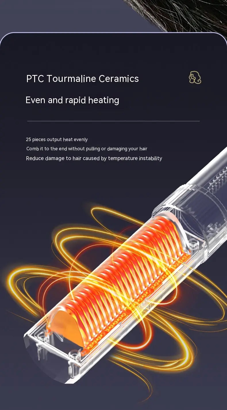 Wireless Portable Charging Straight Comb with Anion and Titanium Coating