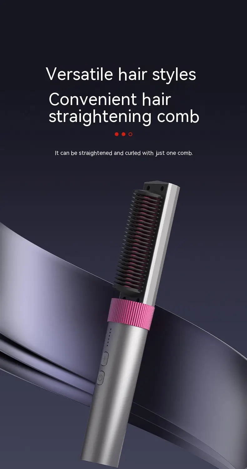 Wireless Portable Charging Straight Comb with Anion and Titanium Coating
