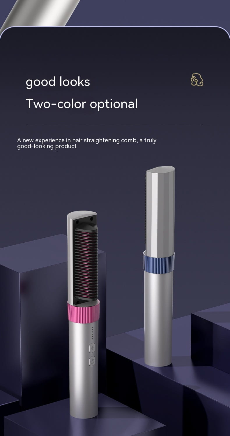 Wireless Portable Charging Straight Comb with Anion and Titanium Coating