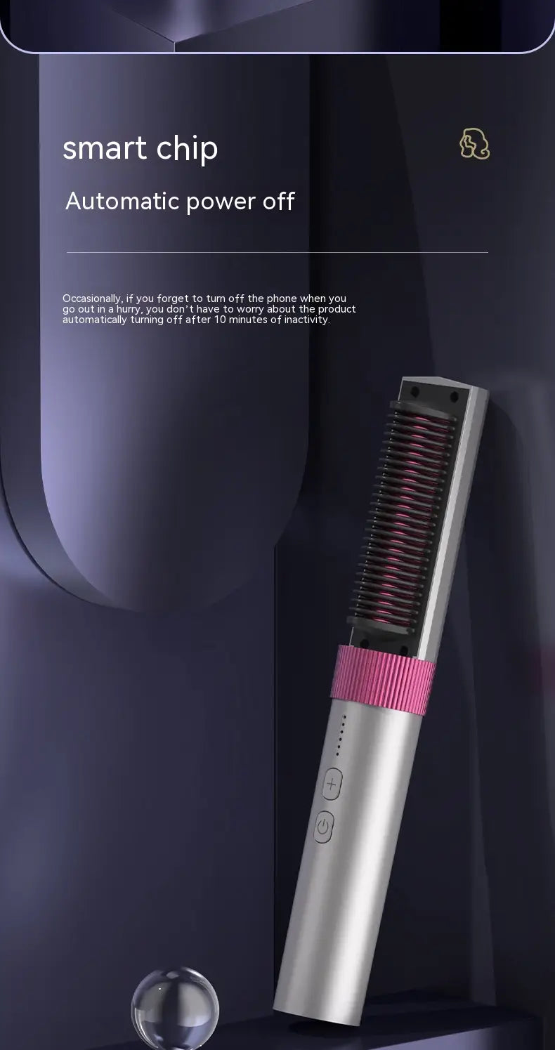 Wireless Portable Charging Straight Comb with Anion and Titanium Coating