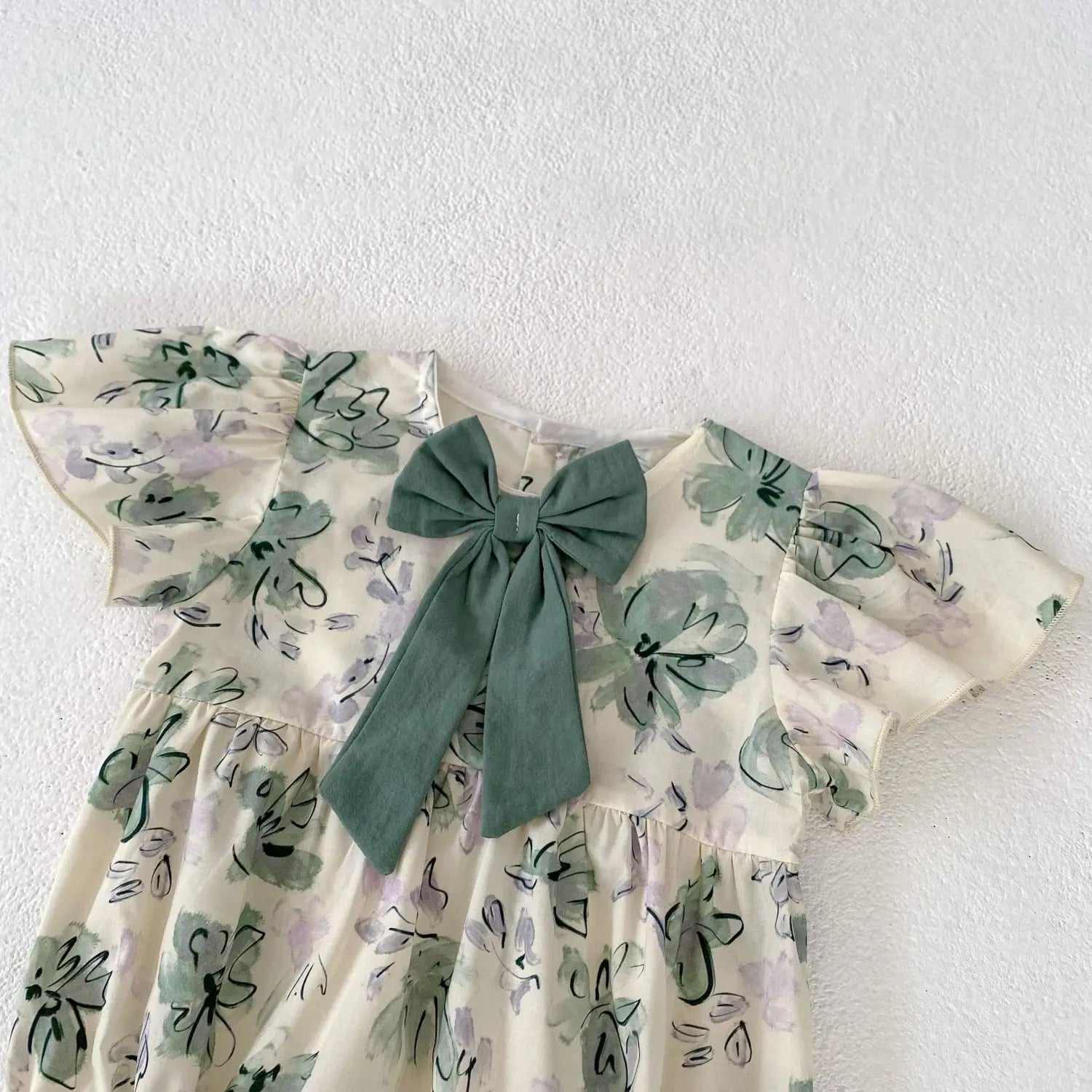 Summer Baby Girl’s Printed Bow Romper Triangle Jumpsuit