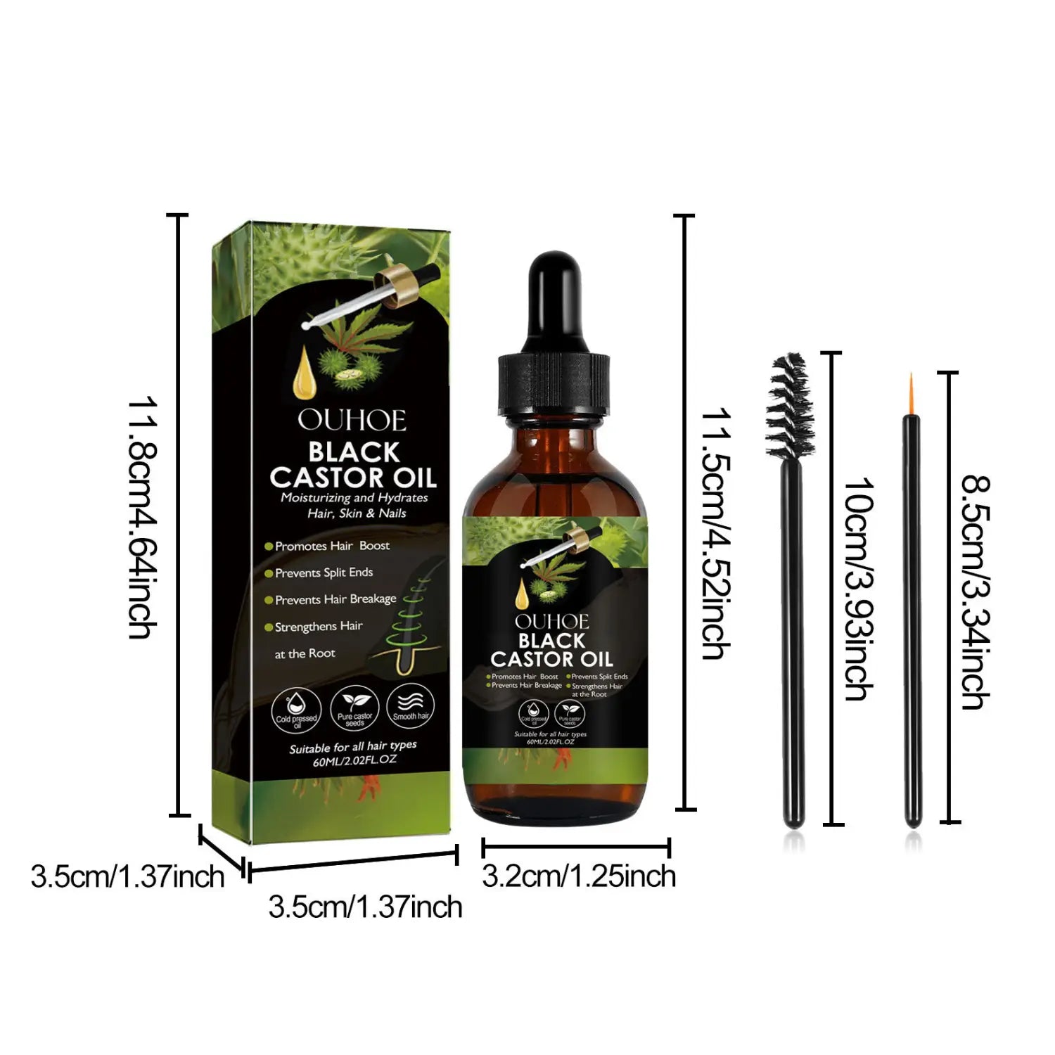 Castor Huile Hair Soins essentiels pour denses fixées avec des vitamines B5 B7