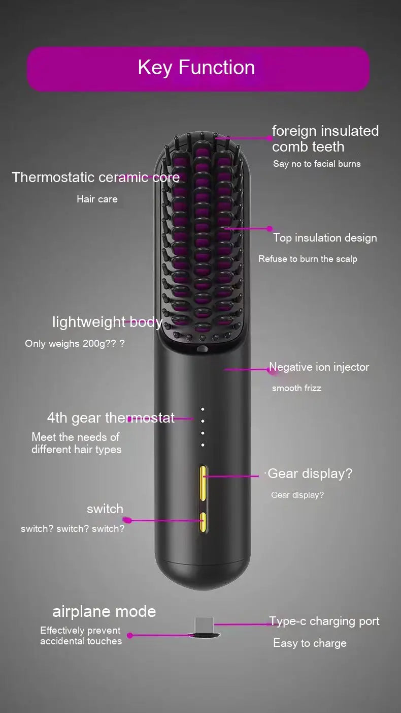 Generation Mini Charging Wireless Hair Straightener Portable Household Black