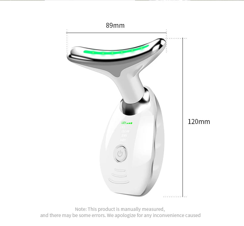 Neck Face Beauty Device Colorful LED Photon Therapy Skin Tighten Reduce Double Chin Anti Wrinkle Remove Lifting Massager