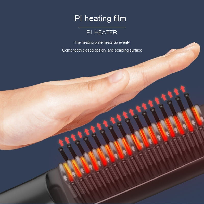 Wireless Charging Anion Straight Comb with USB 2600mAh Battery and Temperature Control