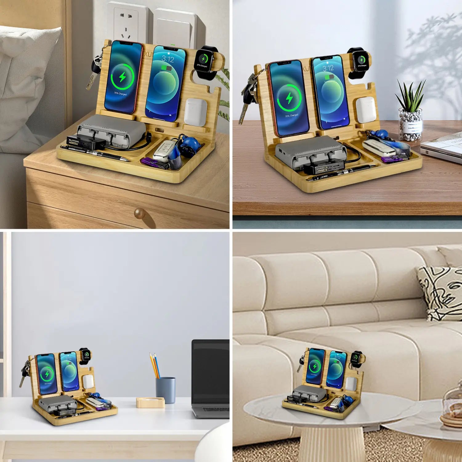 Six-in-one Wireless Charger Mobile Phone Holder Desktop Storage Wireless Fast Charging