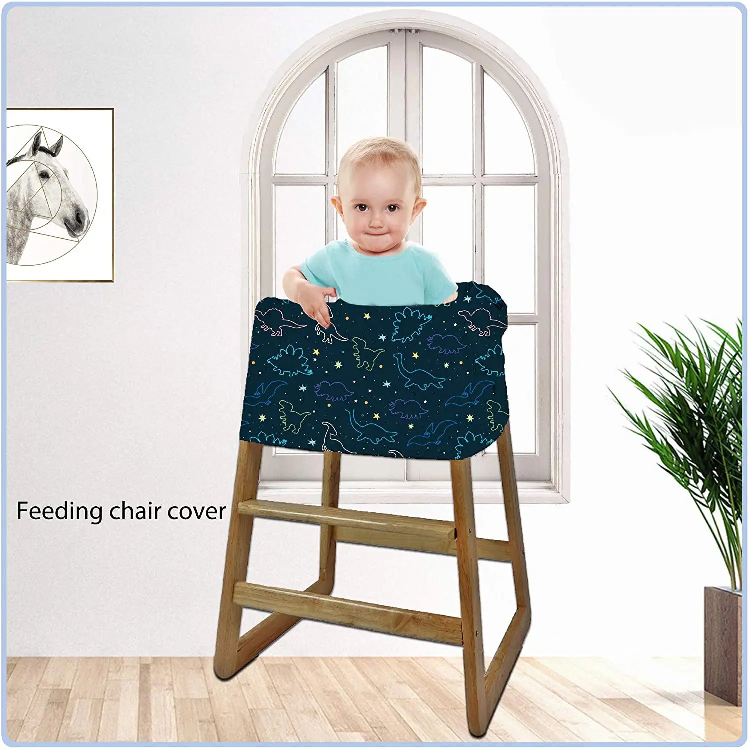 Dark Blue Dinosaur Baby Feeding Nursing Towel for 0-15kg