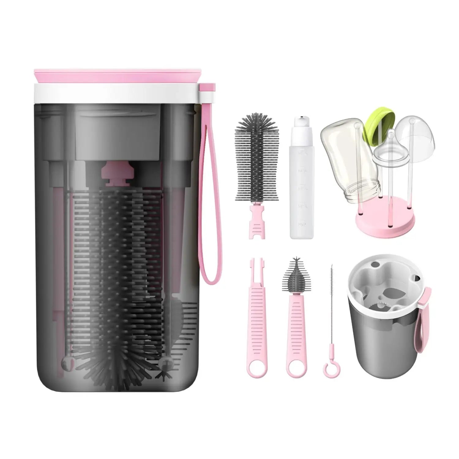 Pink and Blue Bottle Brush Set for Bottles Nipples Straws