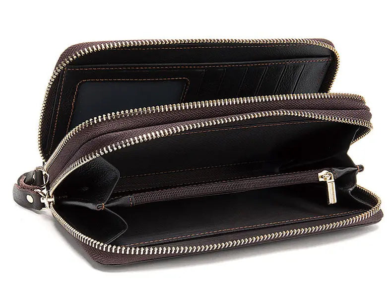 Genuine Leather Wallet for Men with Portable Belt and Retro European Style