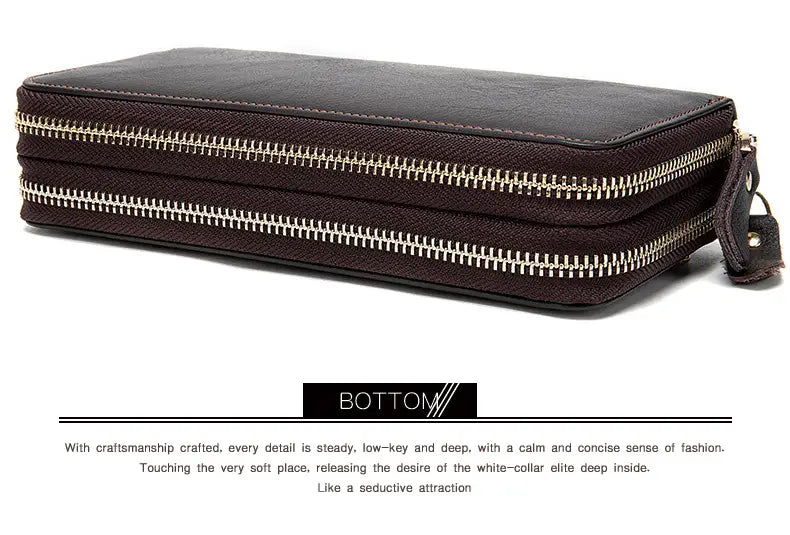 Genuine Leather Wallet for Men with Portable Belt and Retro European Style