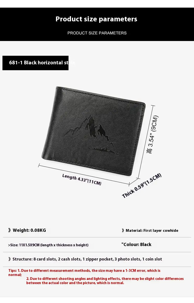 Leather Wallet for Men with Genuine Cowhide in United States CHF Design