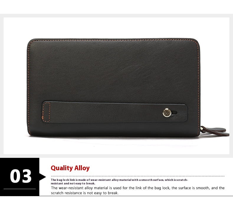 Layer Cowhide Clutch with Cotton Lining for Daily Use in Black or Coffee