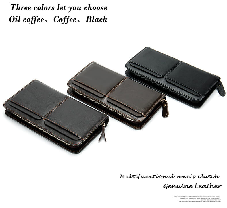Genuine Leather Wallet for Men in Black and Brown Durable Cowhide US Made