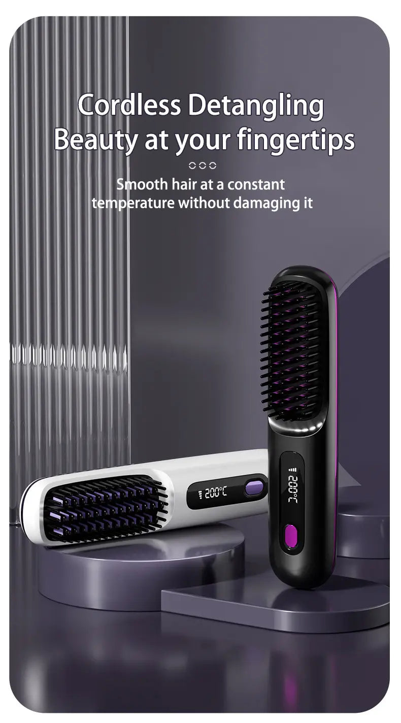 Wireless Hair Straightener Brush for Straight Comb Styling