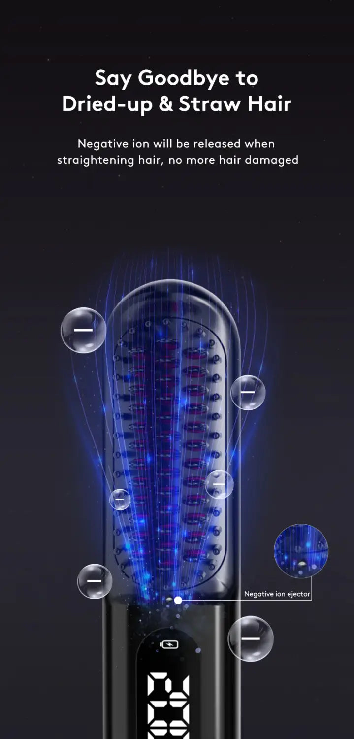 Wireless Hair Straightener Brush for Straight Comb Styling