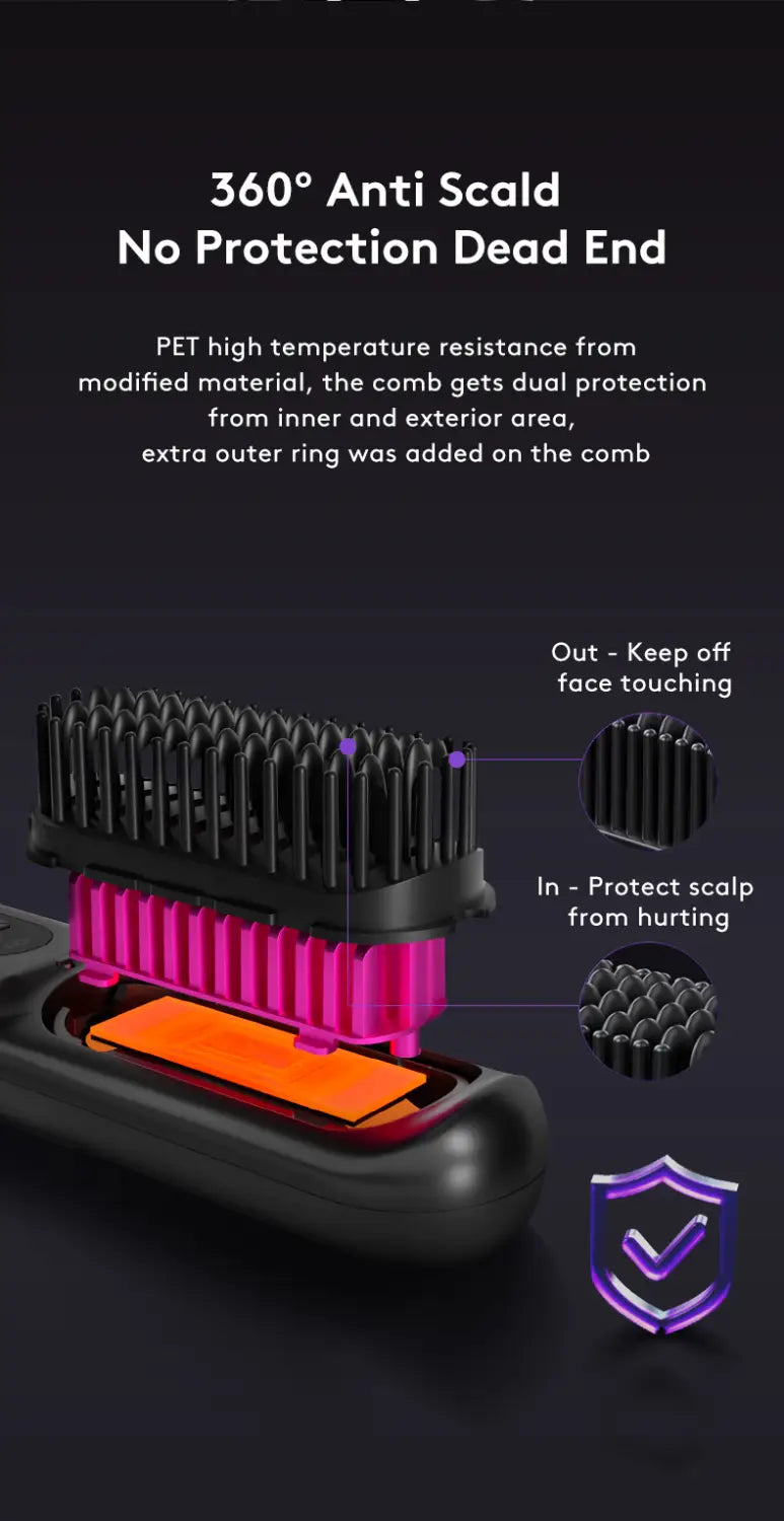 Wireless Hair Straightener Brush for Straight Comb Styling