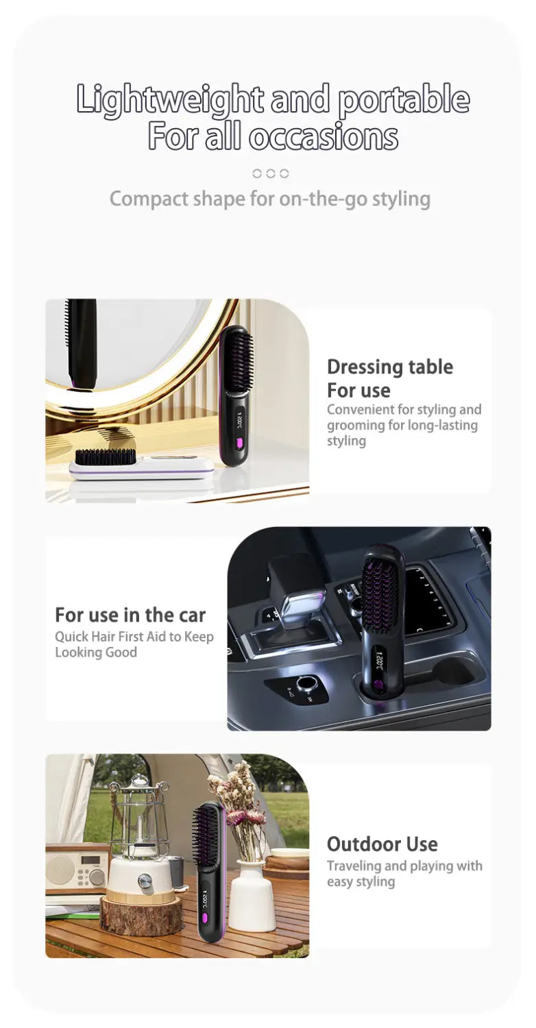 Wireless Hair Straightener Brush for Straight Comb Styling