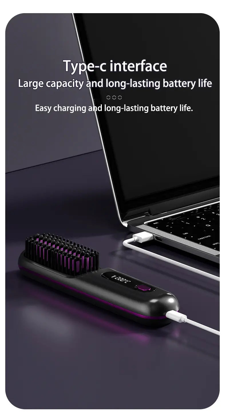 Wireless Hair Straightener Brush for Straight Comb Styling
