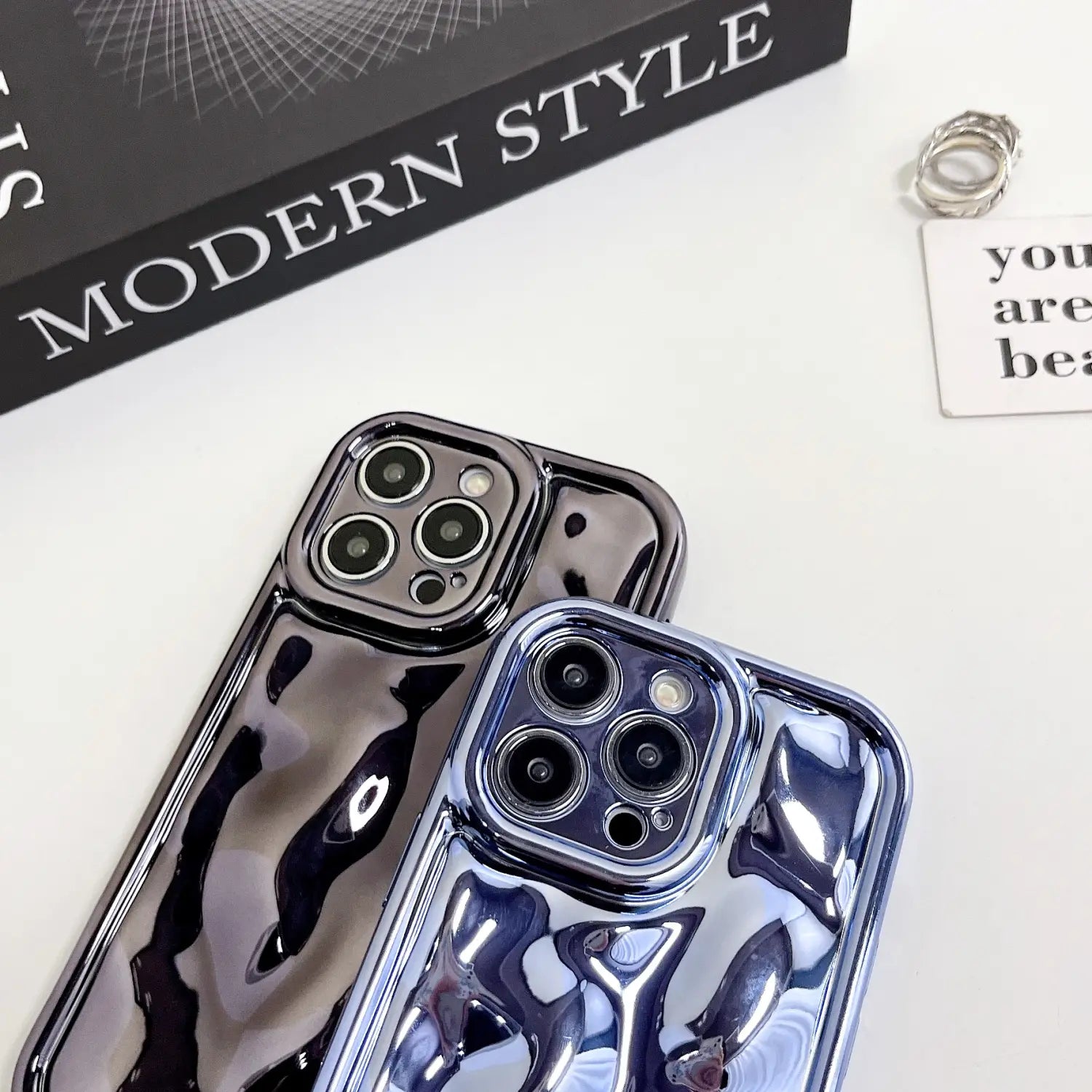 Electroplated Meteorite Pattern Phone Case Compatible with iPhone Models