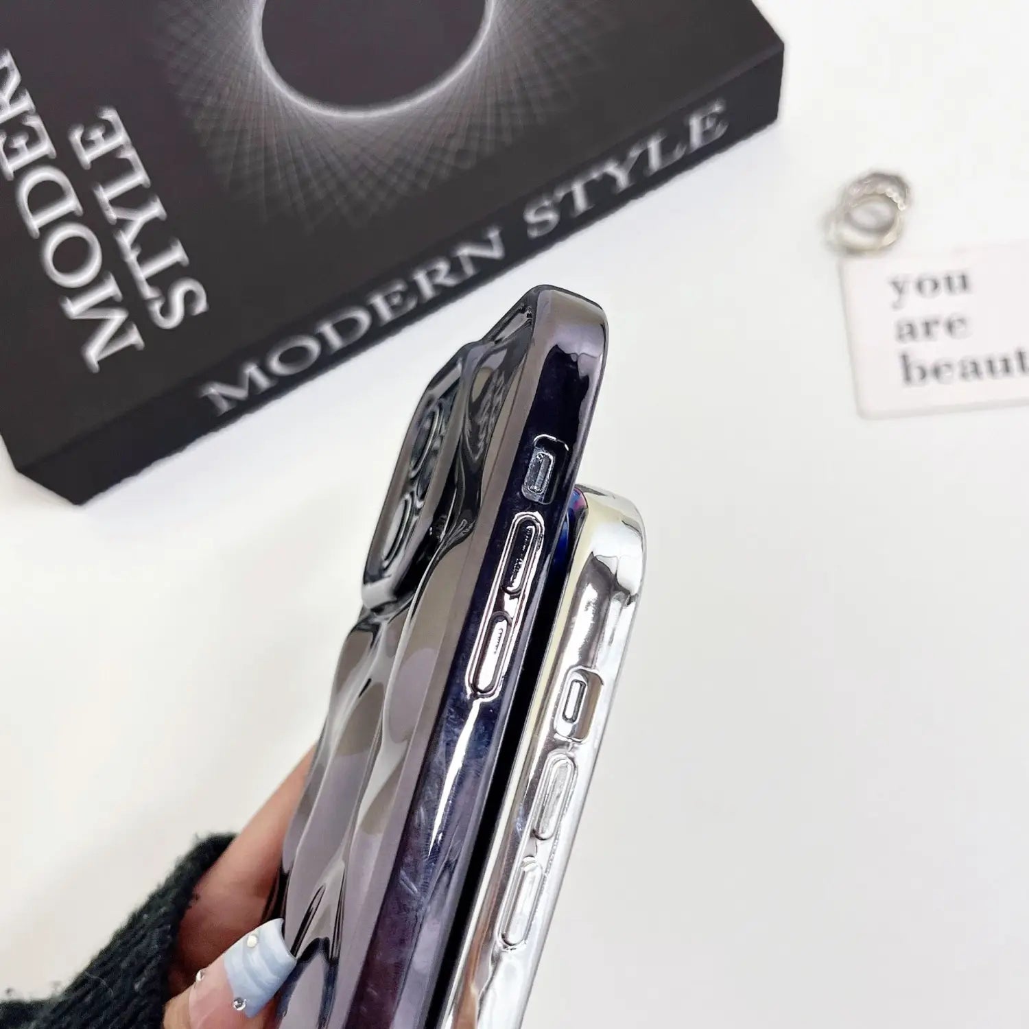 Electroplated Meteorite Pattern Phone Case Compatible with iPhone Models