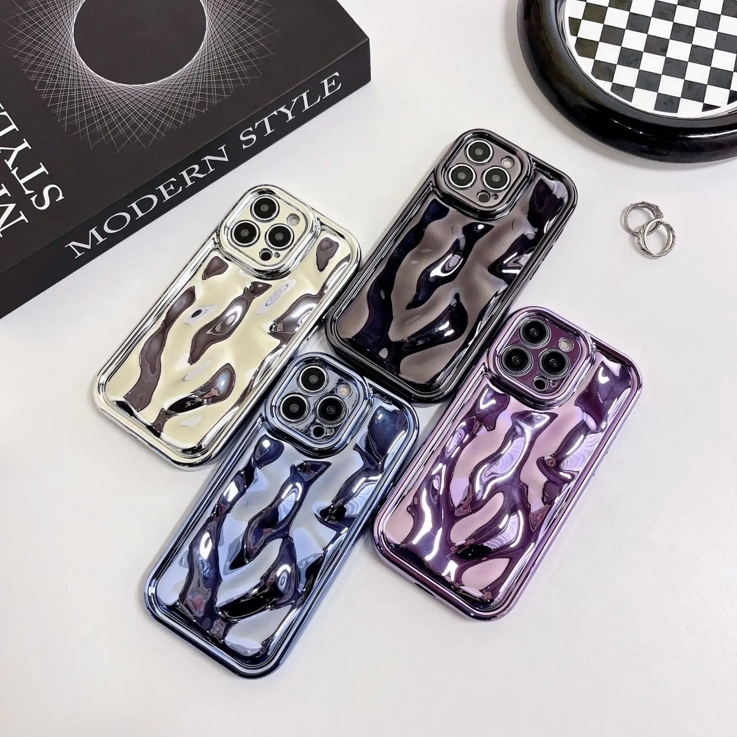 Electroplated Meteorite Pattern Phone Case Compatible with iPhone Models