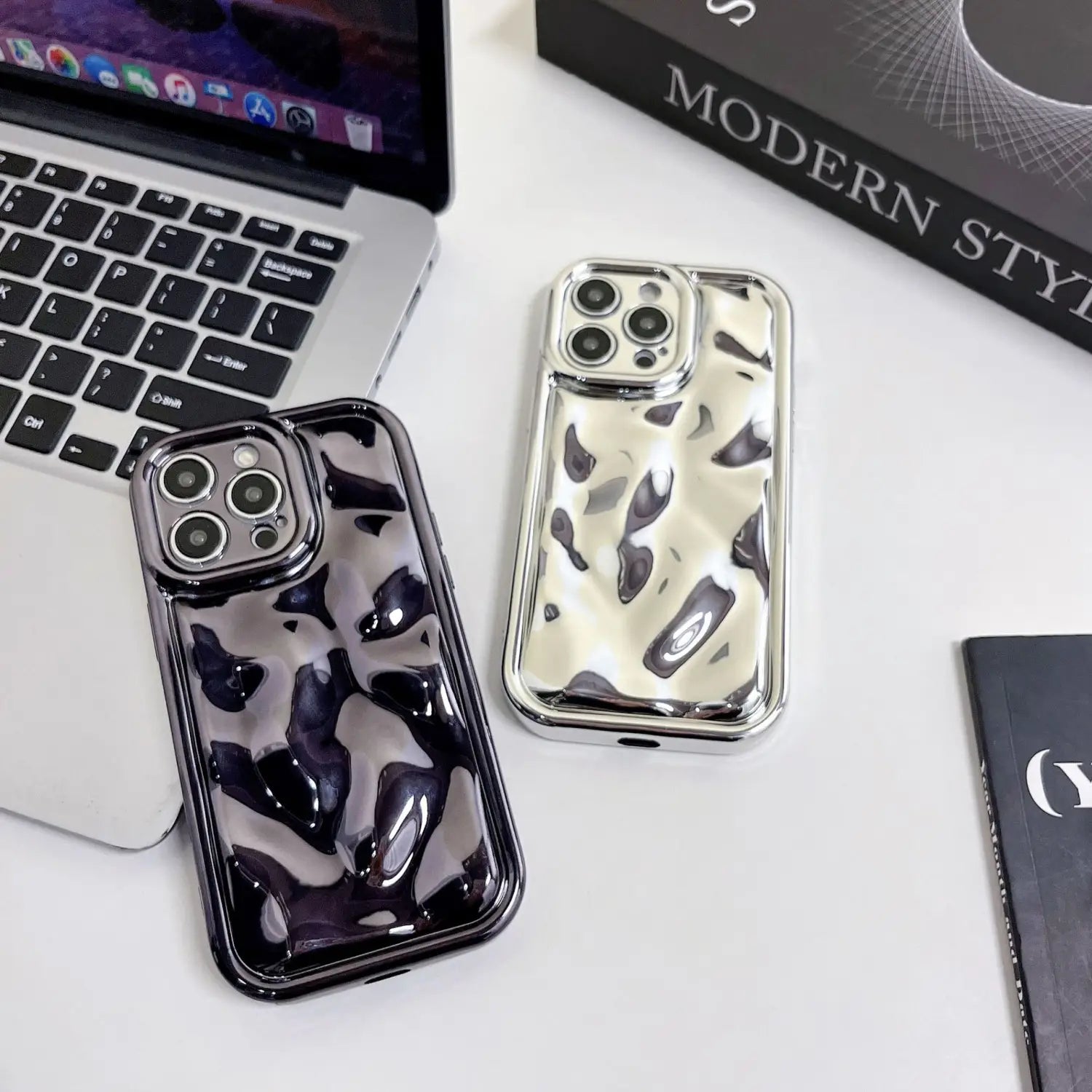 Electroplated Meteorite Pattern Phone Case Compatible with iPhone Models