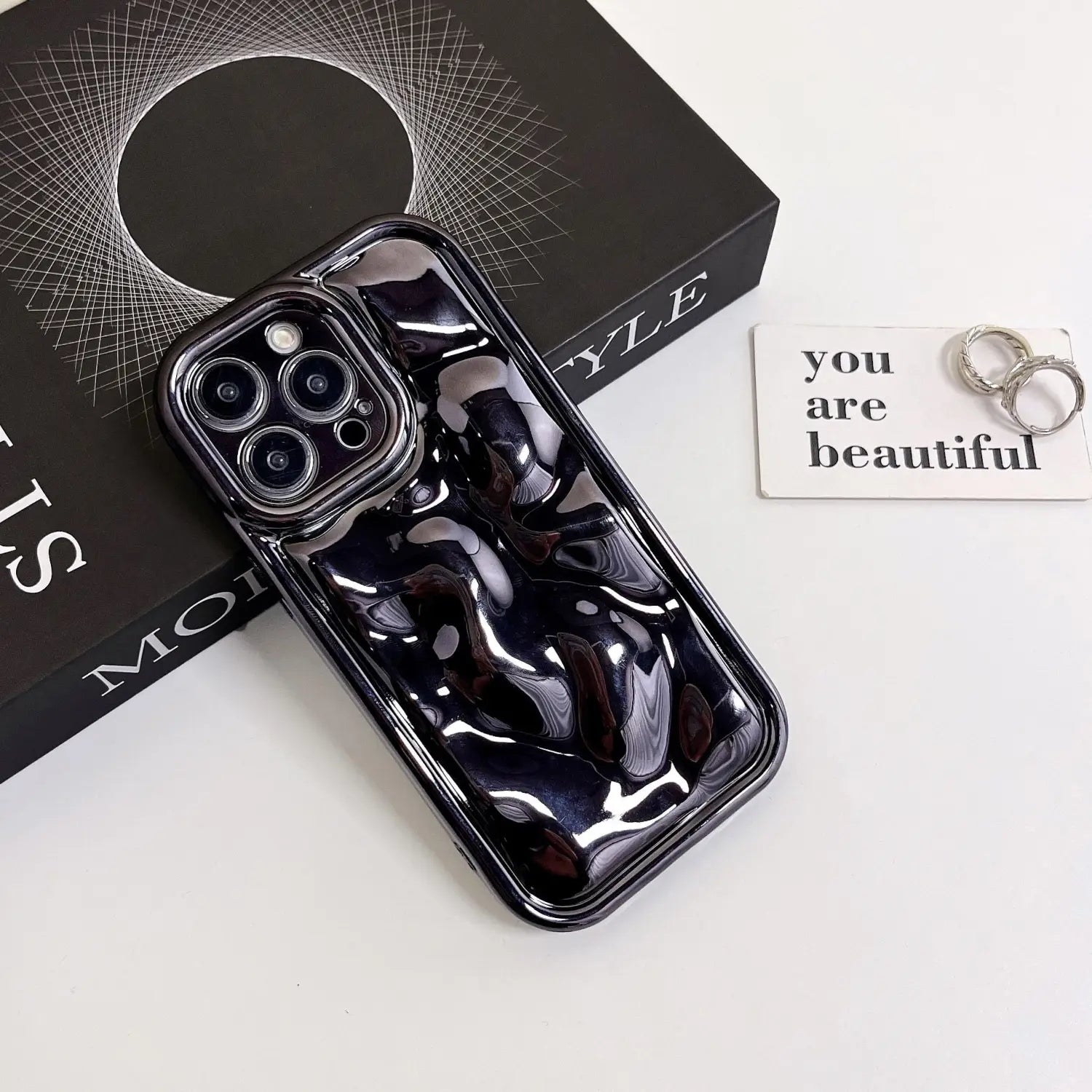 Electroplated Meteorite Pattern Phone Case Compatible with iPhone Models