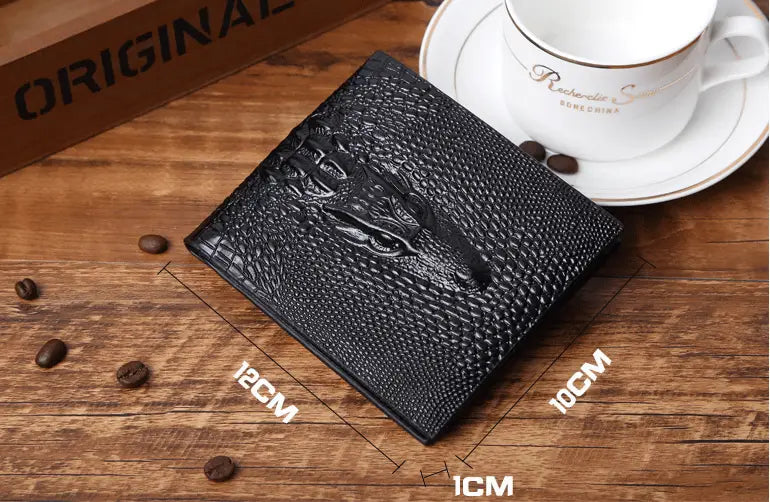 PU Fashion Crocodile Print Wallet in Black and Navy Blue