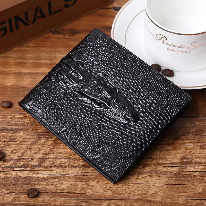 PU Fashion Crocodile Print Wallet in Black and Navy Blue