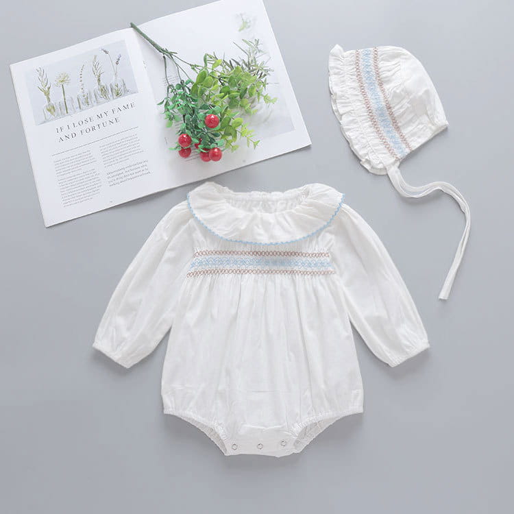 Baby Girl Lotus Leaf Collar Long-sleeved Triangle Romper Hat Two-piece Set