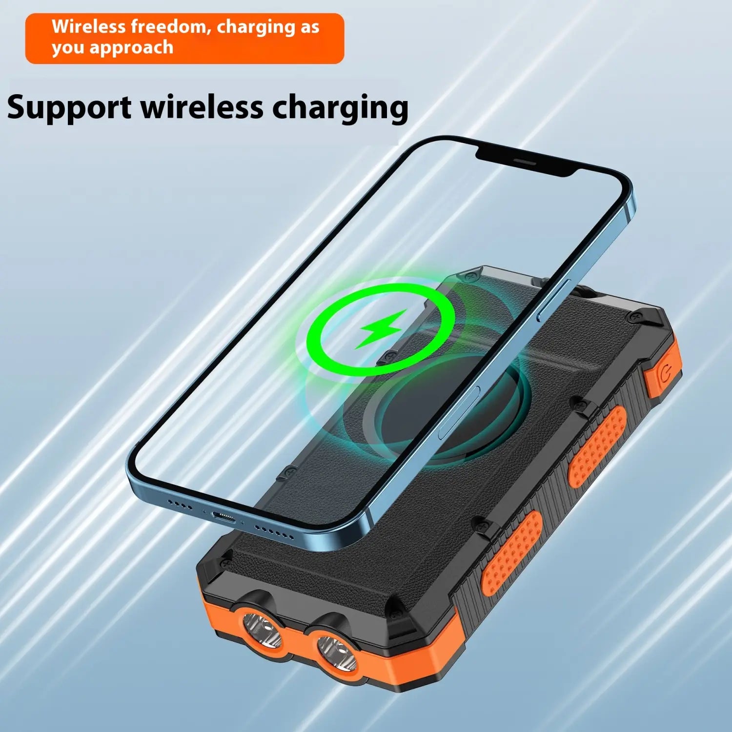 Solar Magnetic Wireless Charger Power Bank 20000 MA Outdoor Lighting Waterproof