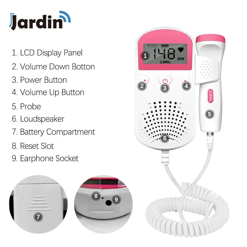 Waterproof Fetal Heart Rate Monitor with LCD Screen for US Patients