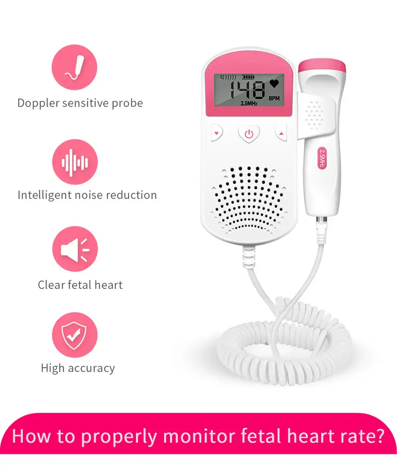 Waterproof Fetal Heart Rate Monitor with LCD Screen for US Patients