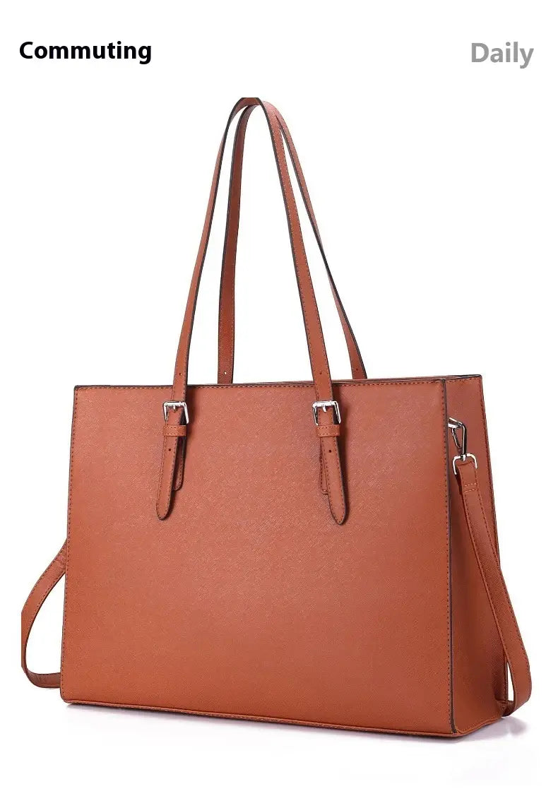 PU Computer Bag Large Capacity Travel Work Tote with Zipper and Pockets