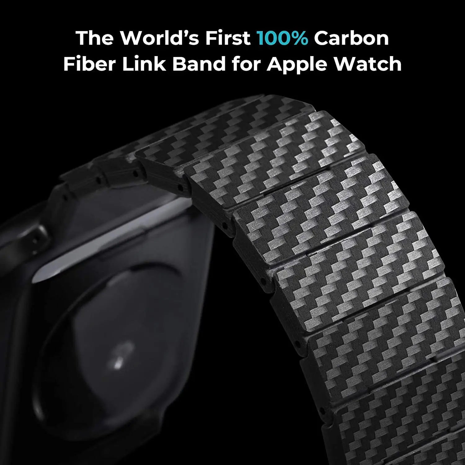 Black Carbon Fiber Strap for Apple Watch 22mm Lightweight Resin Design