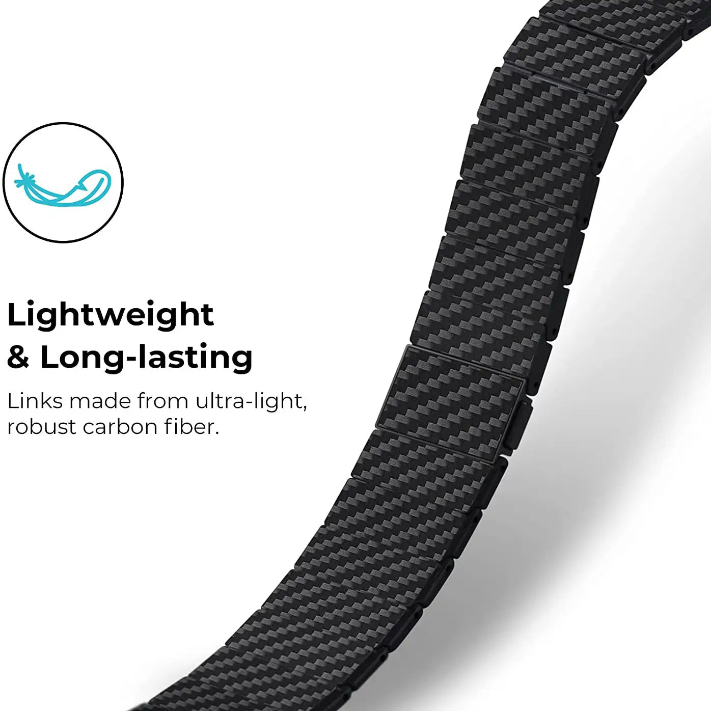 Black Carbon Fiber Strap for Apple Watch 22mm Lightweight Resin Design