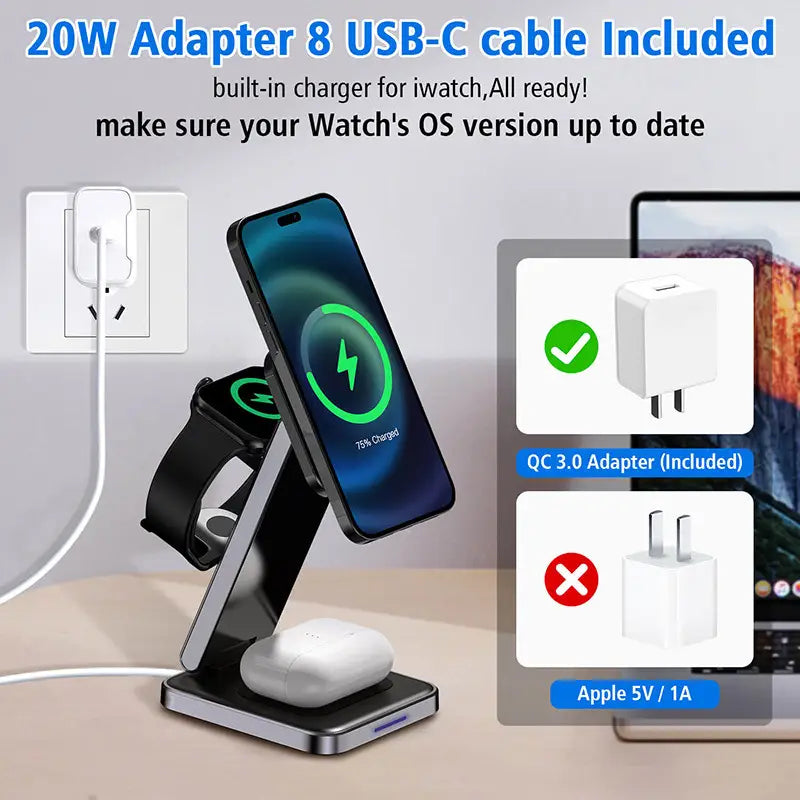 Folding Alloy Wireless Charger with Digital Display for United States Compatible CHF