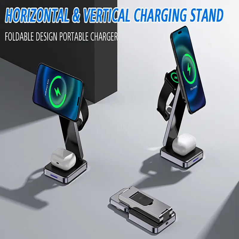 Folding Alloy Wireless Charger with Digital Display for United States Compatible CHF