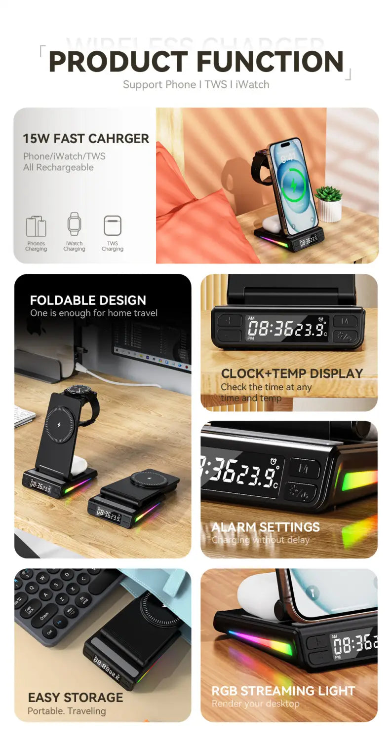 Wireless Charger PD with Magnetic Support for United States and CHF Devices