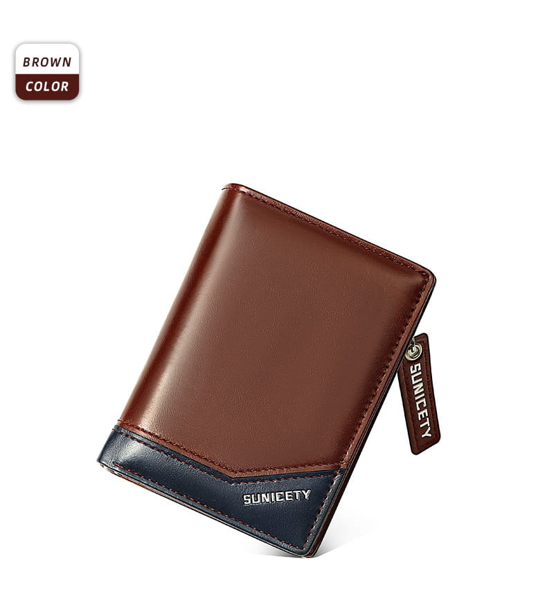Black Brown Blue PU Leather Short Card Holder for Daily Use in the United States