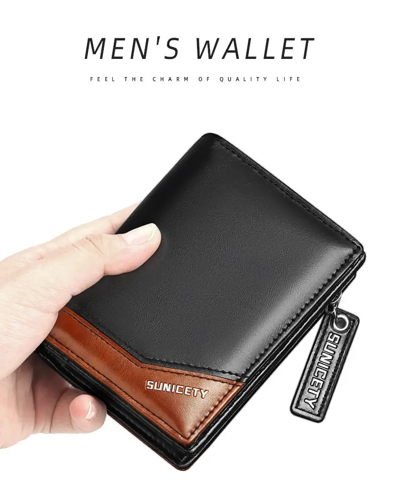 Black Brown Blue PU Leather Short Card Holder for Daily Use in the United States