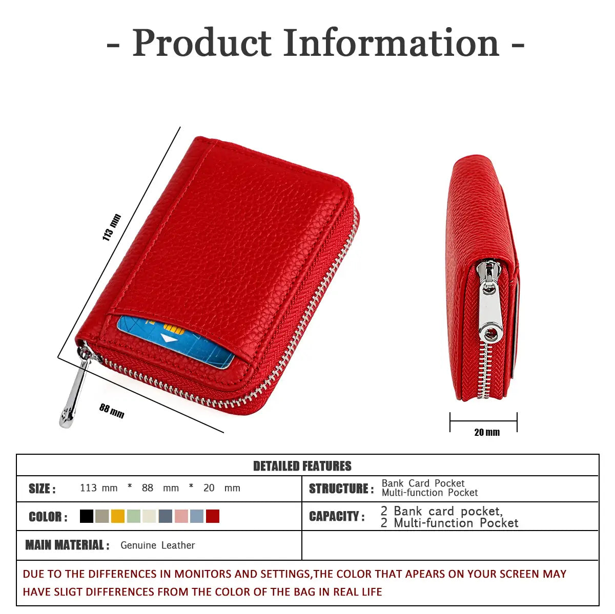 Genuine Leather Coin Purse in Multiple Colors for United States Shipping