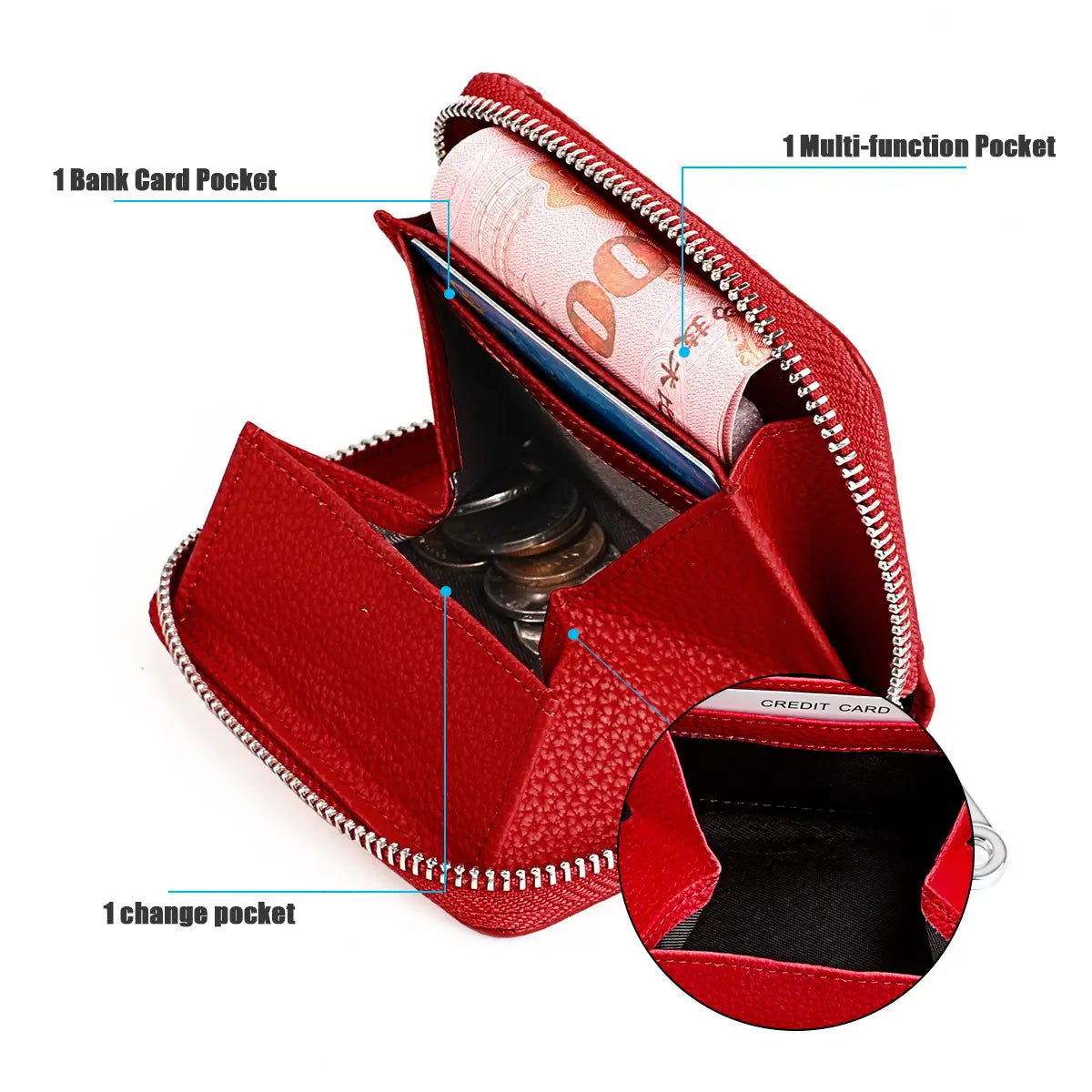 Genuine Leather Coin Purse in Multiple Colors for United States Shipping
