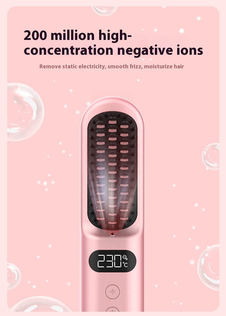 Portable Anion Straight Comb with Battery and USB Type-C Charging