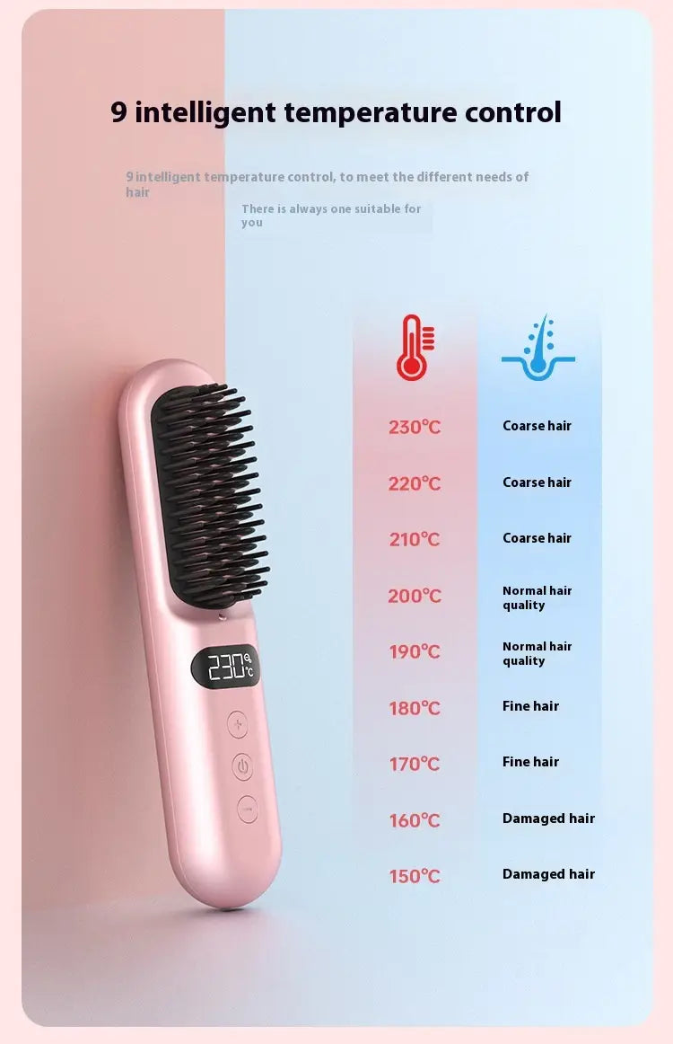 Portable Anion Straight Comb with Battery and USB Type-C Charging