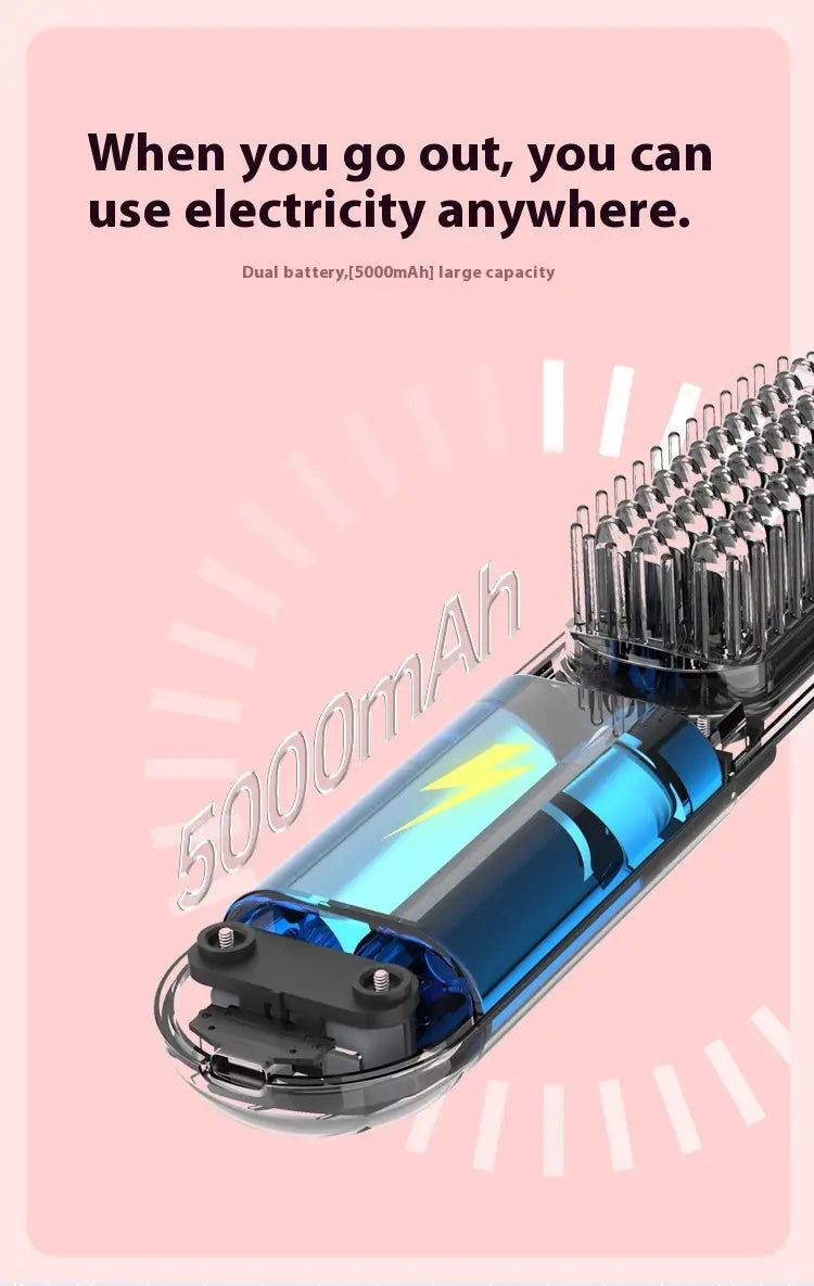 Portable Anion Straight Comb with Battery and USB Type-C Charging