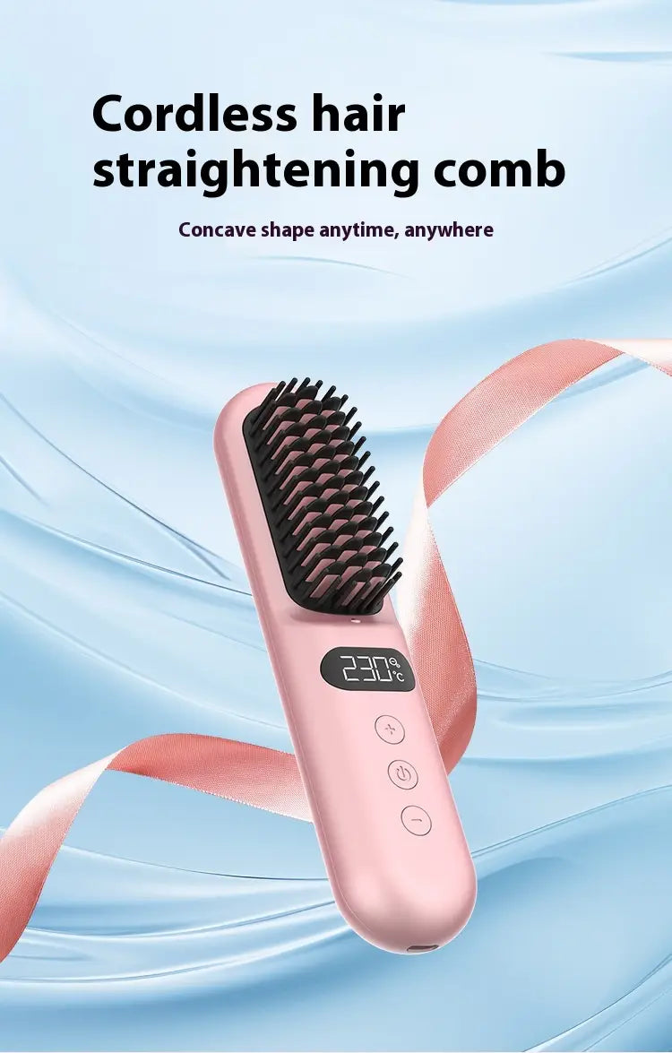 Portable Anion Straight Comb with Battery and USB Type-C Charging