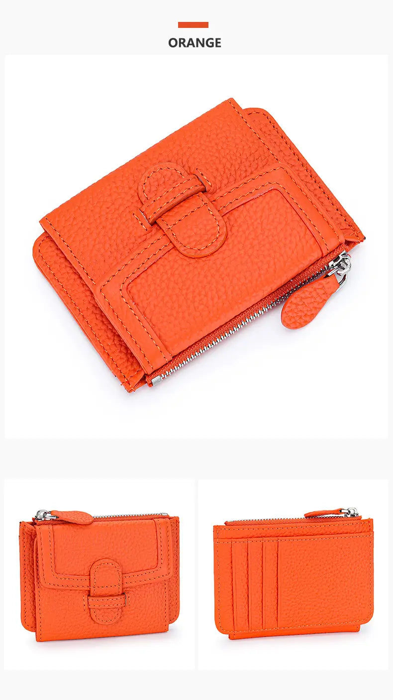 Multifunctional Leather Wallet with Multiple Card Slots and Solid Colors