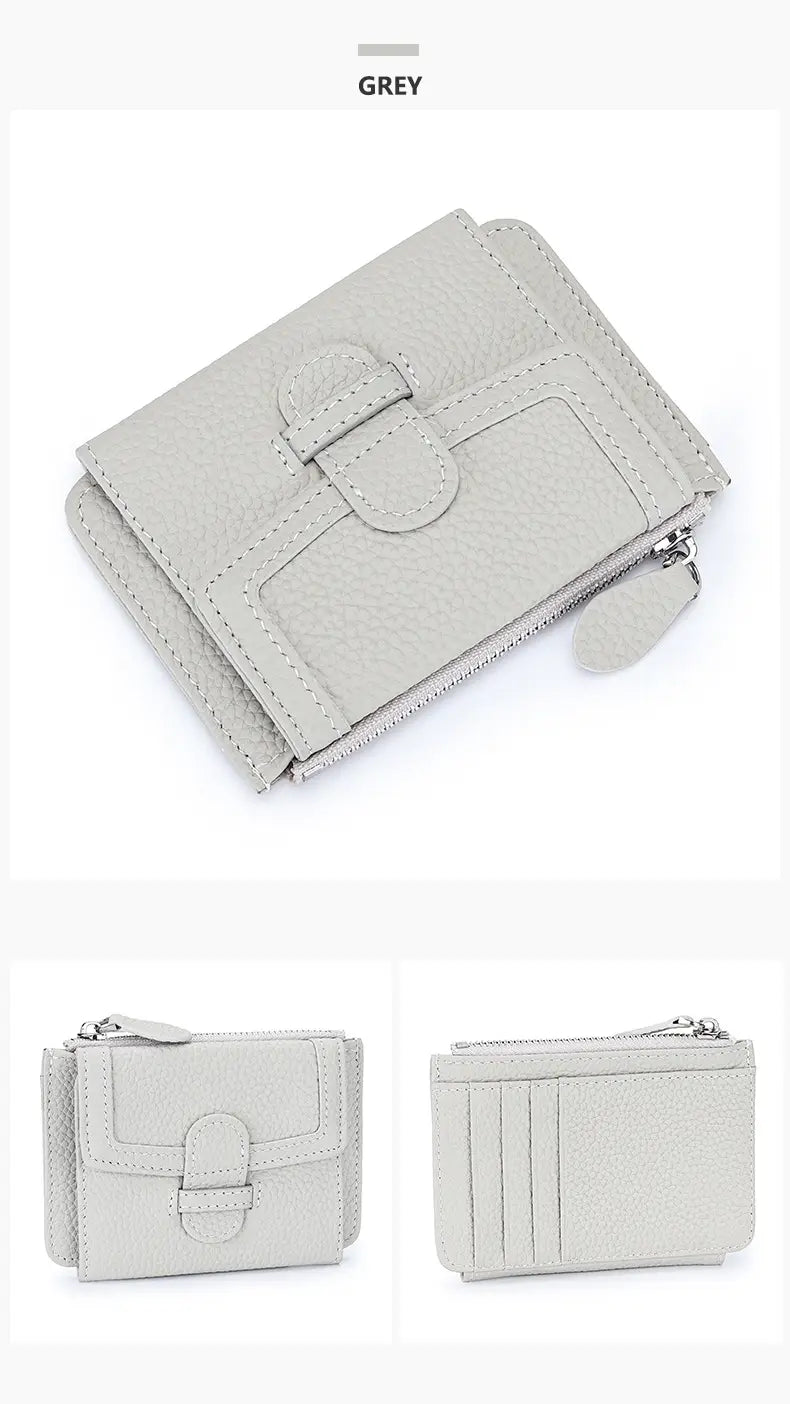 Multifunctional Leather Wallet with Multiple Card Slots and Solid Colors