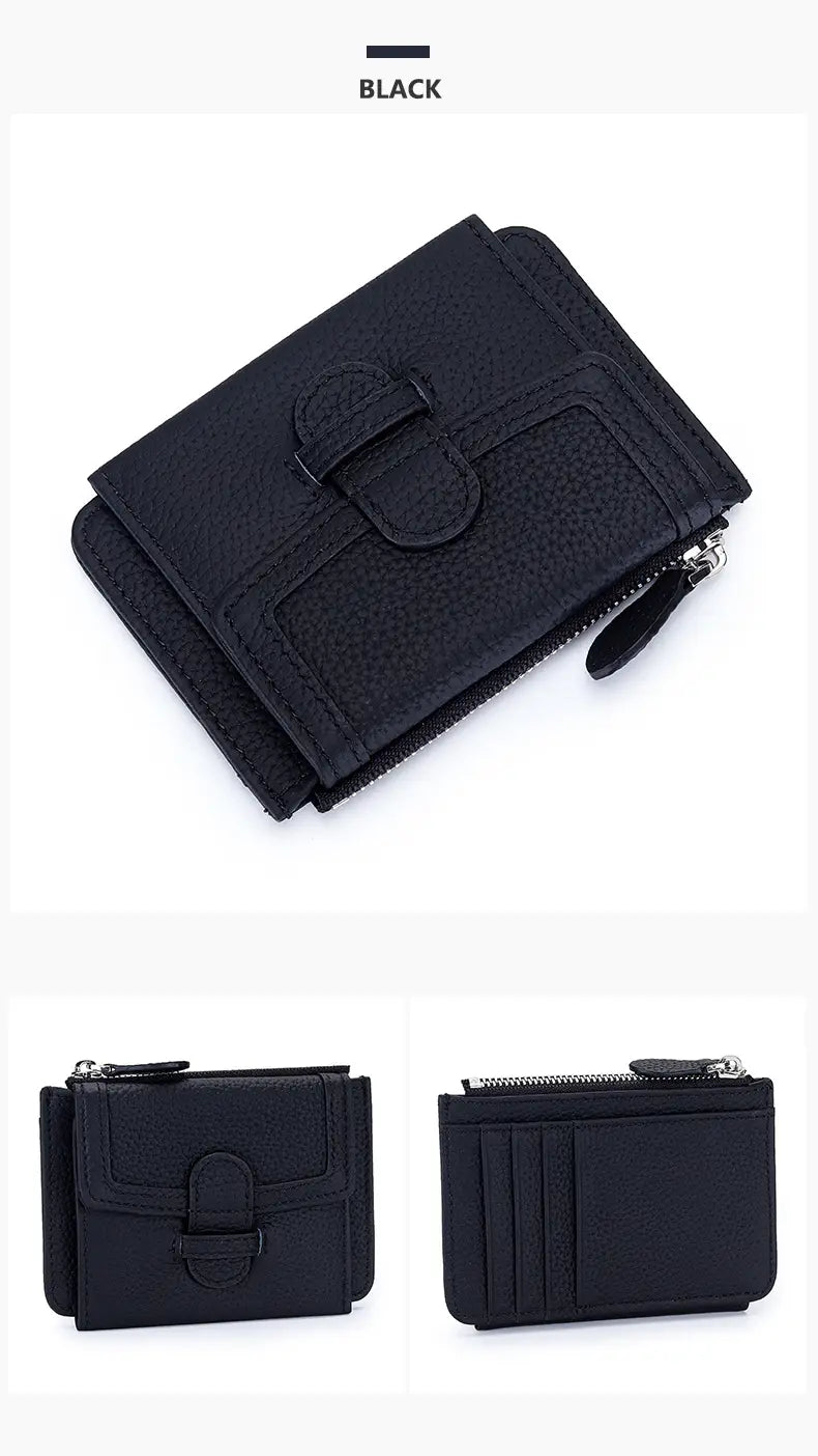 Multifunctional Leather Wallet with Multiple Card Slots and Solid Colors